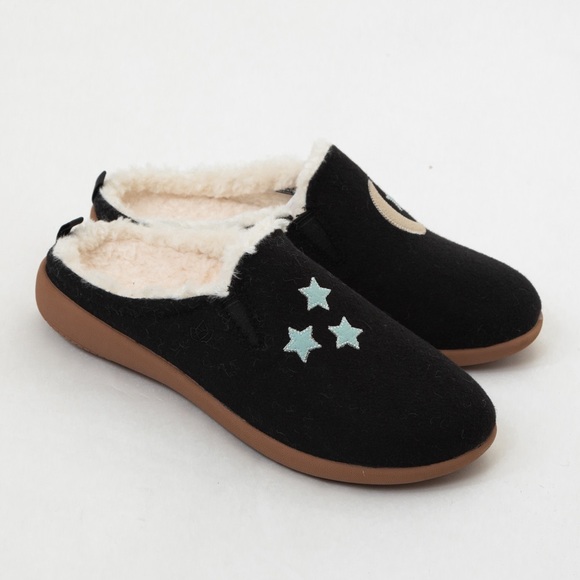 Spenco comfy slippers felted novelty Evie style black moon & stars orthotic 8.5W - Picture 4 of 11